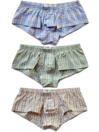 Mens Plaid Front Pouch Boxer Shorts